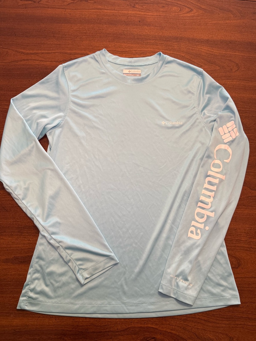 Columbia Youth PFG Sun Shirt Small Aqua Blue UPF